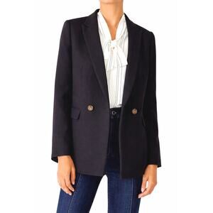 Ann Taylor wool double-breasted Navy Blazer 6 academia preppy workwear office